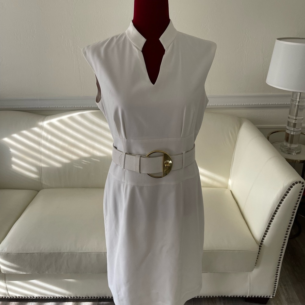Antonio Melanie belted white dress